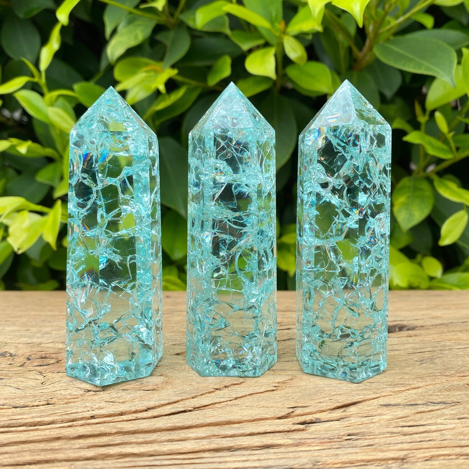 3 ~ 4 inch Blue Glass Crystal Wand Single Point Obelisk Tower Home Decoration