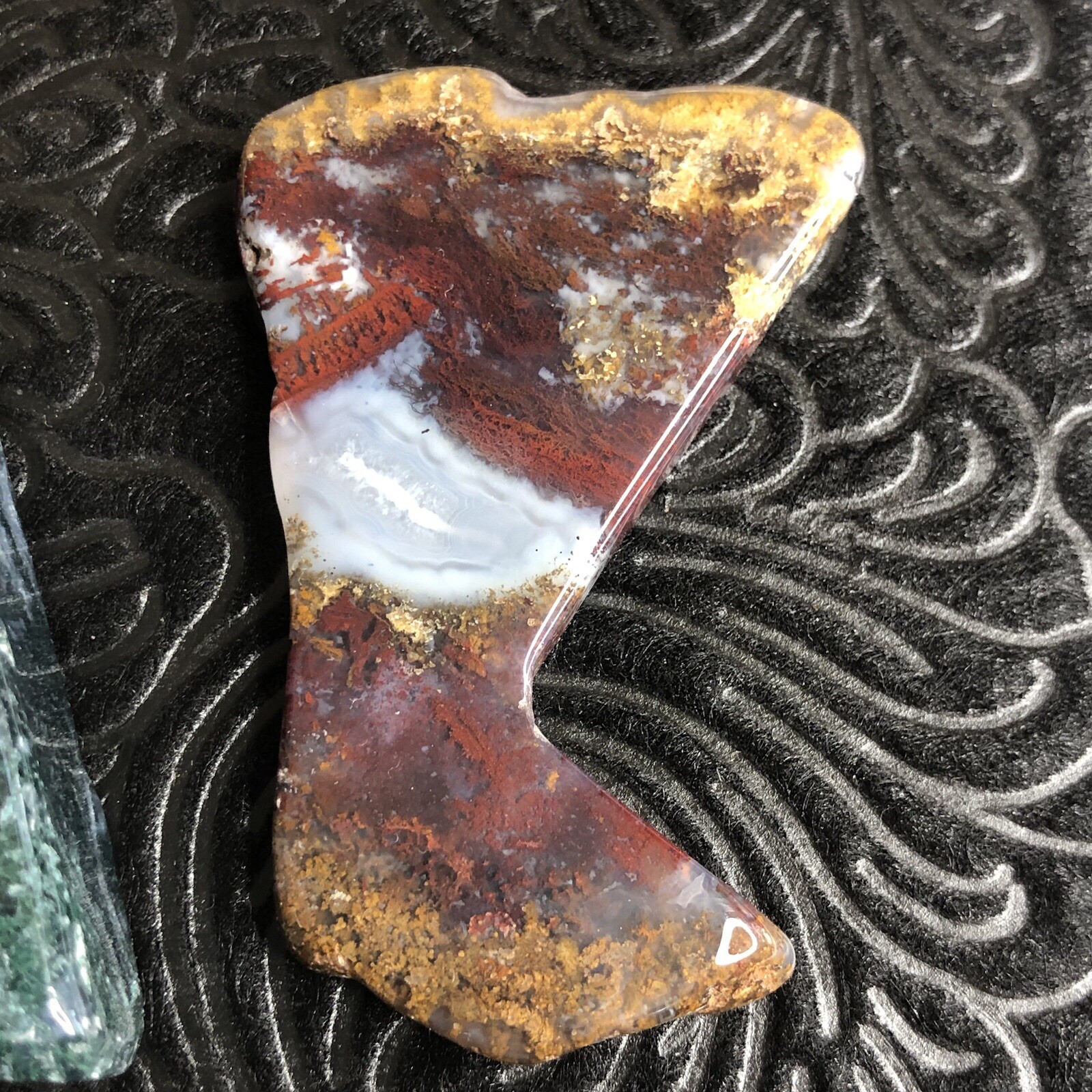 Lot of 10 Carved Stones Pink Flower Moss Agate Fossilized Coral Ruby Fuchsite