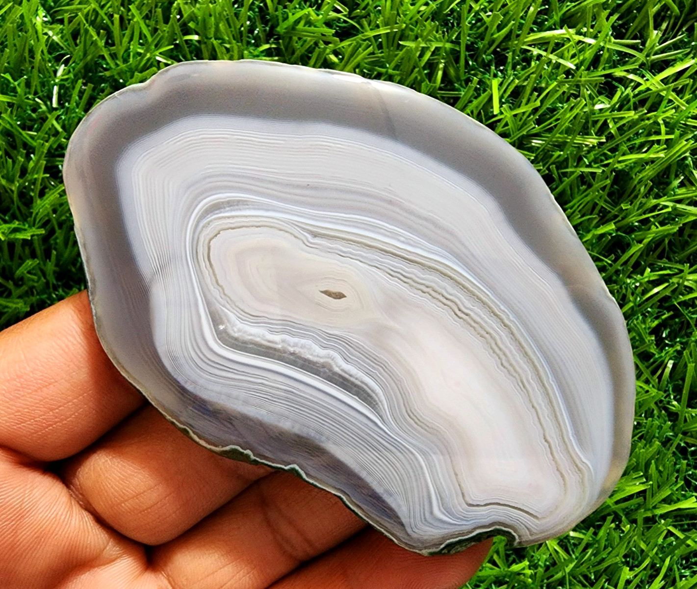 429ct White & Gray Slice Agate Druzy Crystal Polished Geode Slab Loose Gemstone