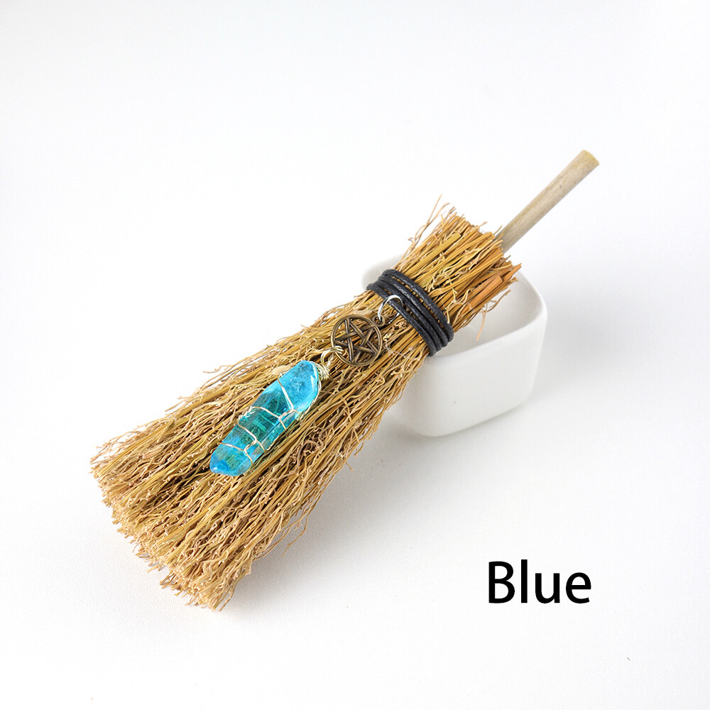 Rainbow Crystal Quartz Stone Witch Broom Pendant Mineral Specimens Collectible