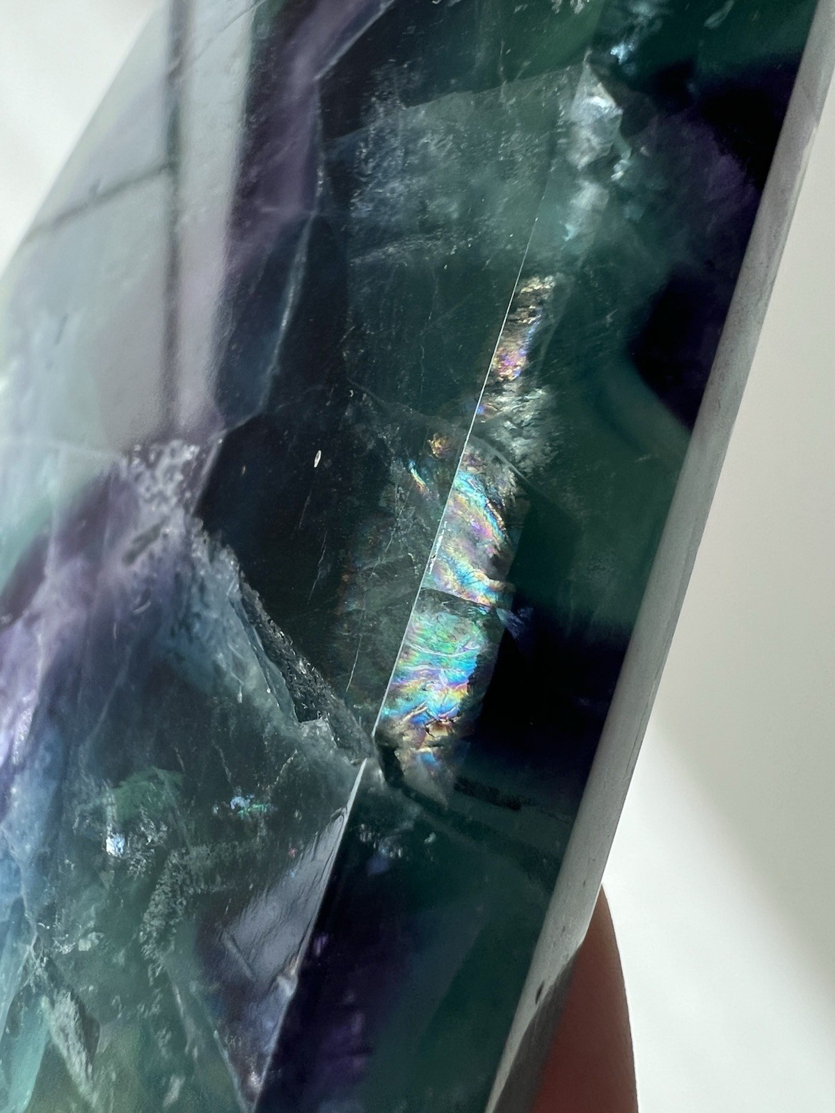 319g – Rainbow Fluorite | Freeform Point |Slab Style with Natural Edge