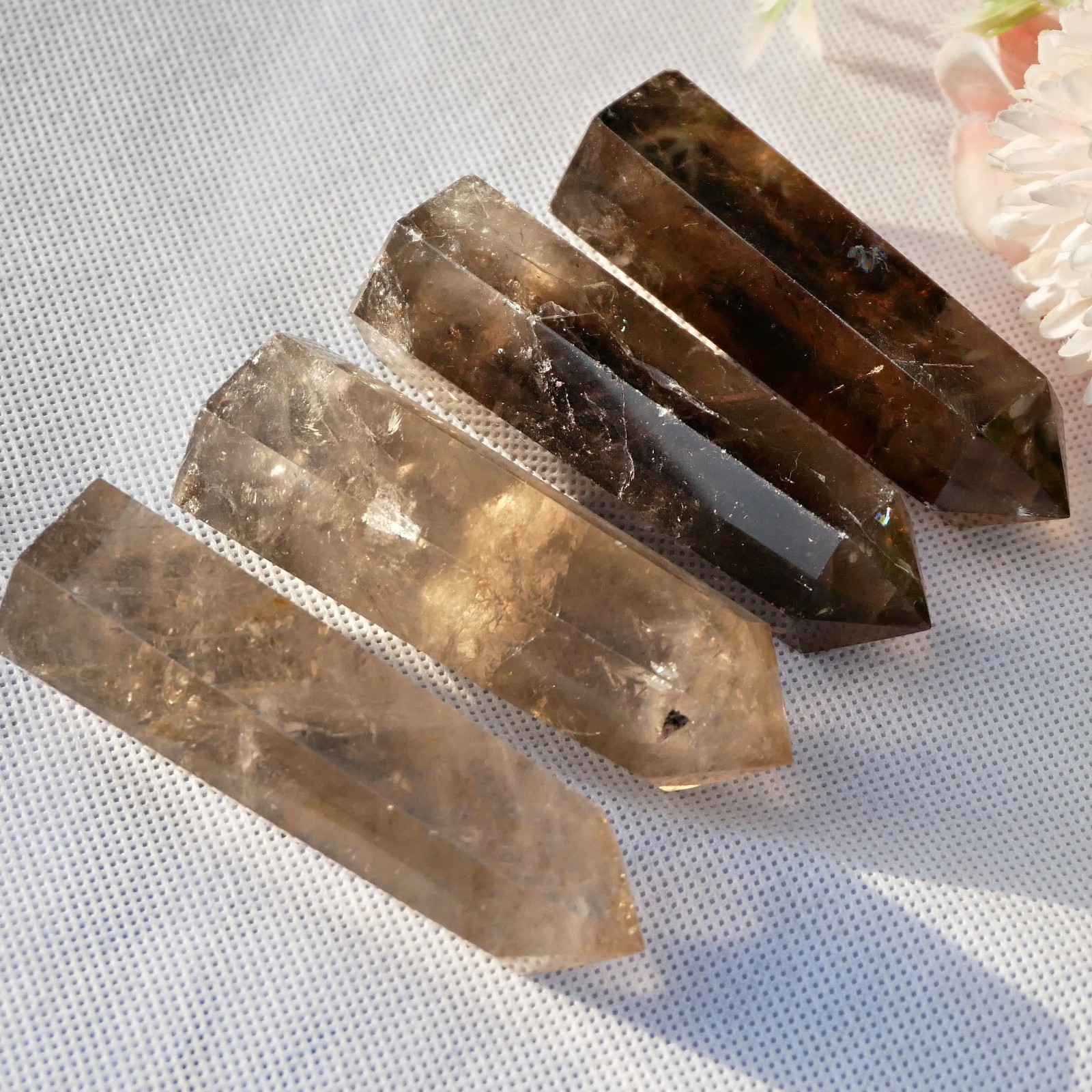 2.8″Smoky Quartz Point Healing Root Chakra Protection Crystal Tower Wand Decor*1