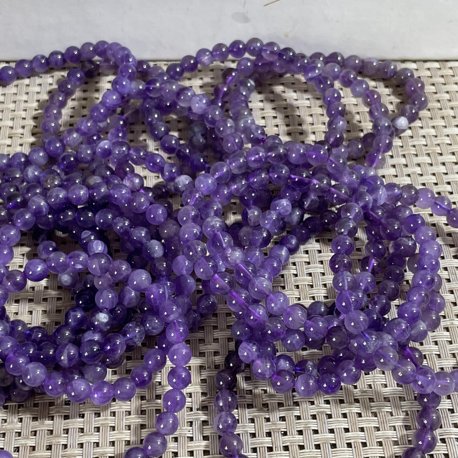 Wholesale 5Pcs Natural amethyst gem stone 6mm Quartz Crystal Stretch Bracelet