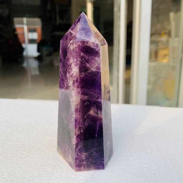 309g Natural Dream amethyst Quartz Crystal wand point oblisk healing