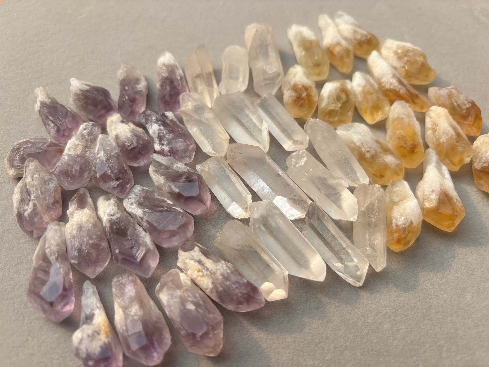 1/2 lb Mixed Lot Amethyst Citrine Clear Quartz Points Crystal Collection