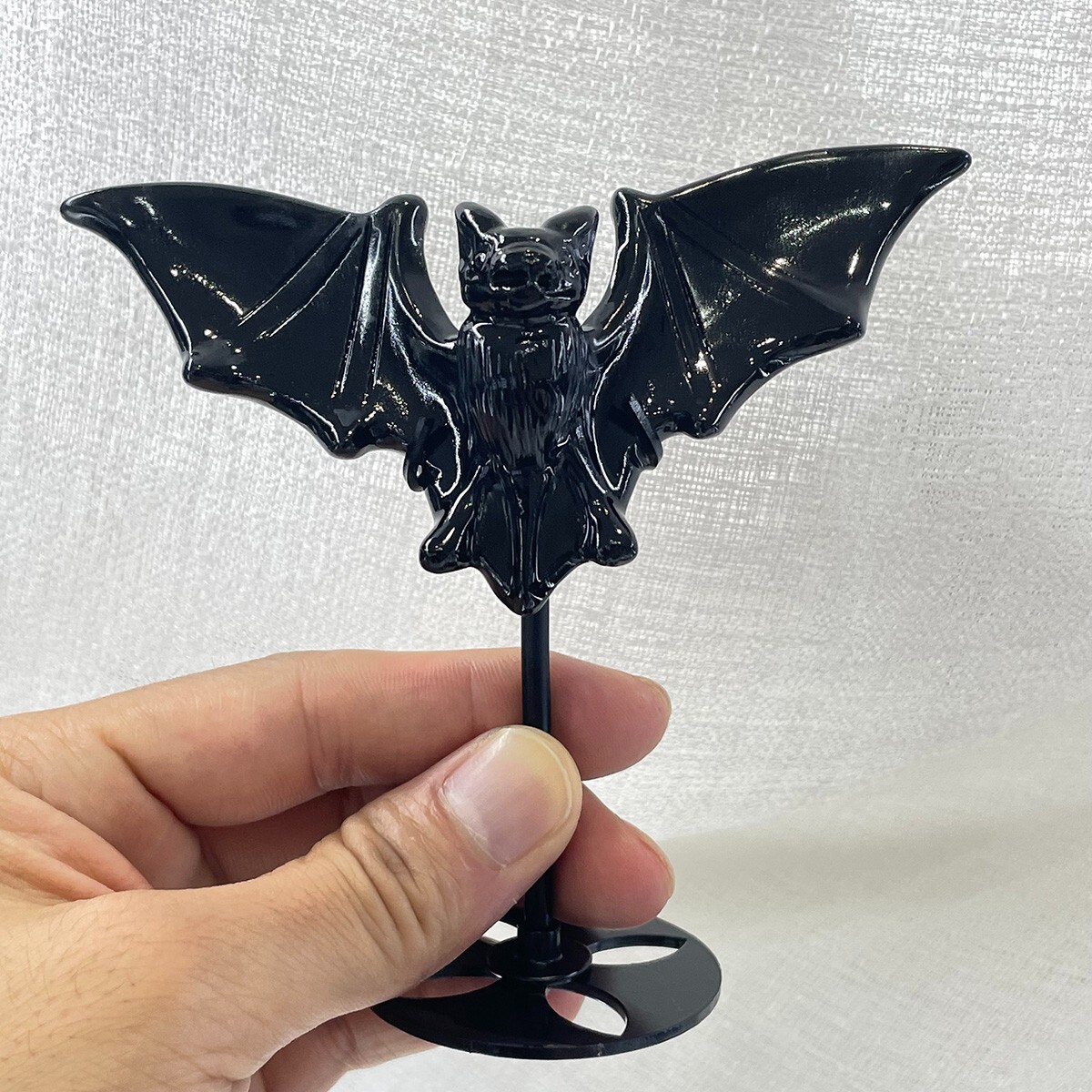 Natural Obsidian Bat Hand Craved Healing Stone Crystal Figurine Reiki Energy