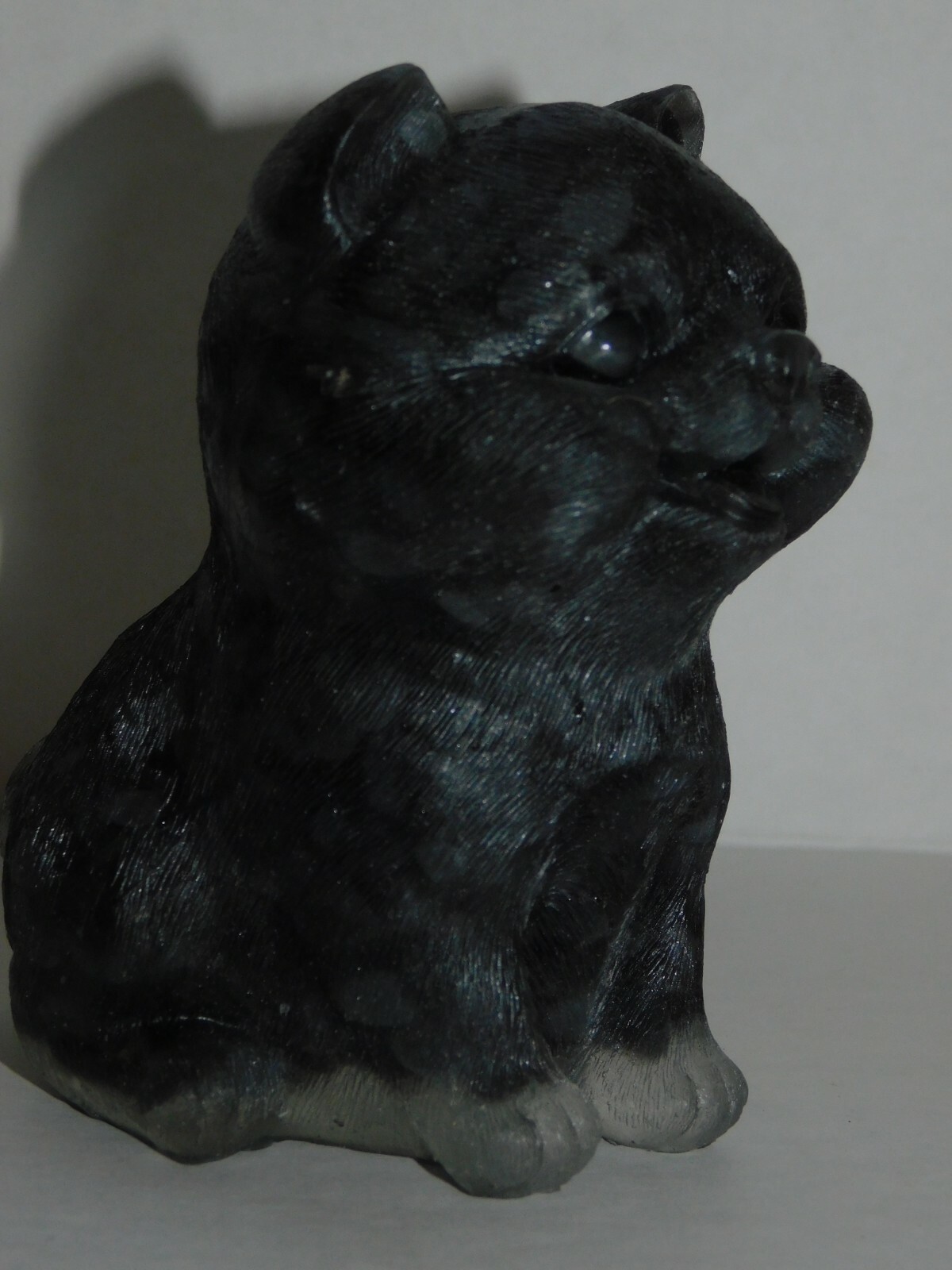 Crystals Obsidian Gravel Black Resin Puppy Dog Figurine Reiki Healing Decor A