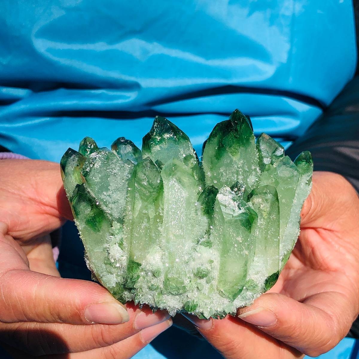 3 piece Lab-Grown Green Crystal Clusters Healing Energy Home Decor 2.53LB