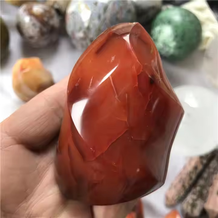 Carnelian Flame Crystal Tower Red Agate Flame Tower Energy Reiki Collector Decor