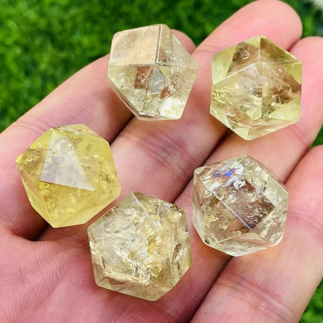 5pc Natural citrine quartz dodecahedron crystal specimen healing