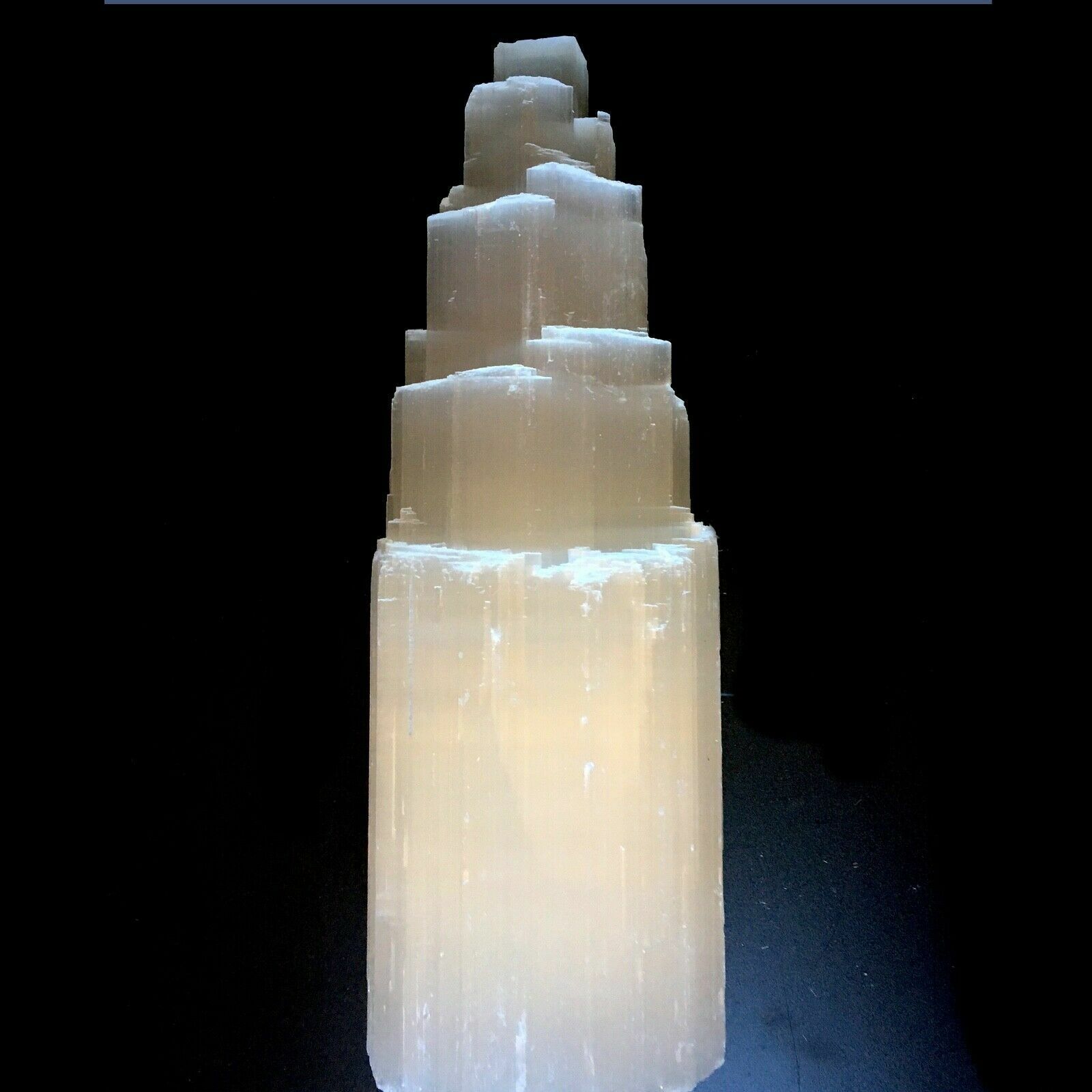 XL ” Selenite Crystal Tower Lamp Natural Healing Light w/ LED Cord & Bulb 12″