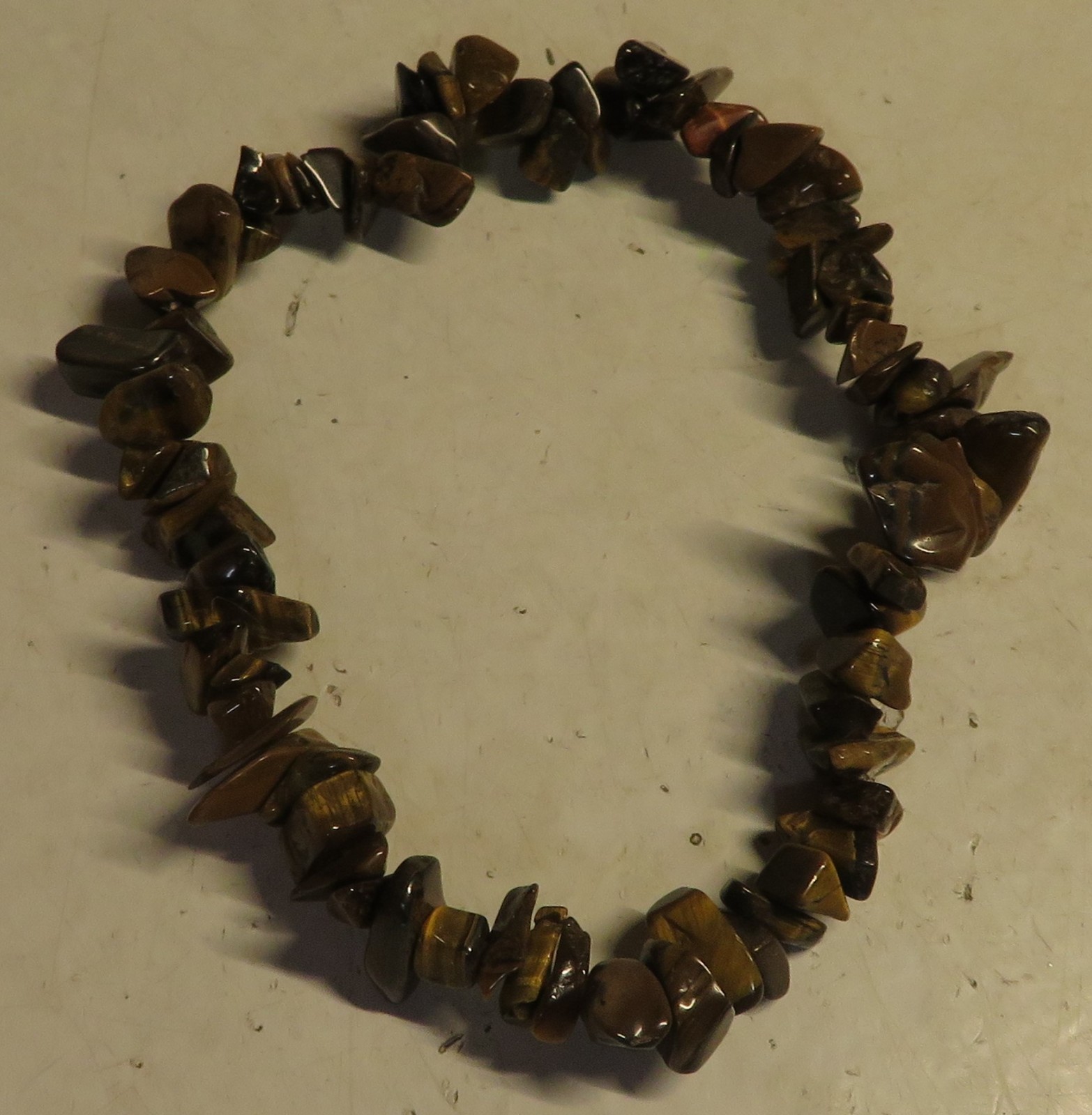 Vintage NATURAL TIGER EYE STONE GEMSTONE STRETCHY CHIP BRACELET Fashion JewelryA
