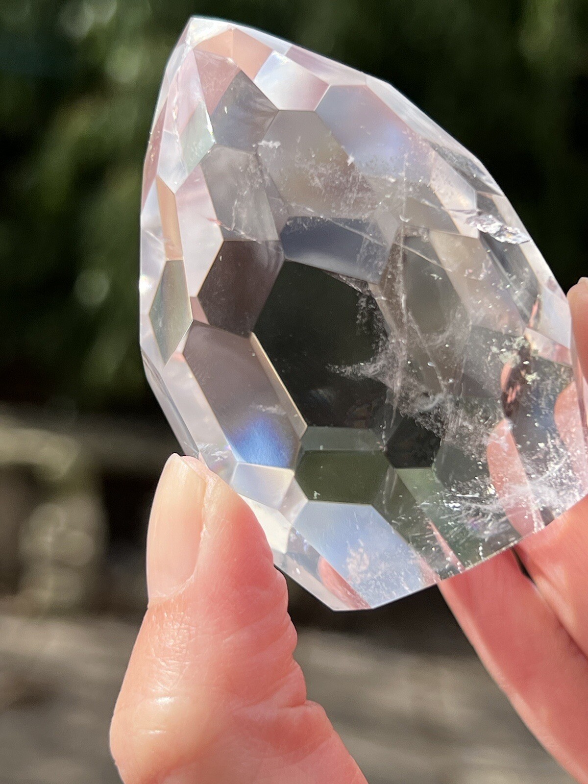 Clear Quartz Hand Faceted Large Crystal Droplet AAA+ Freestanding 13