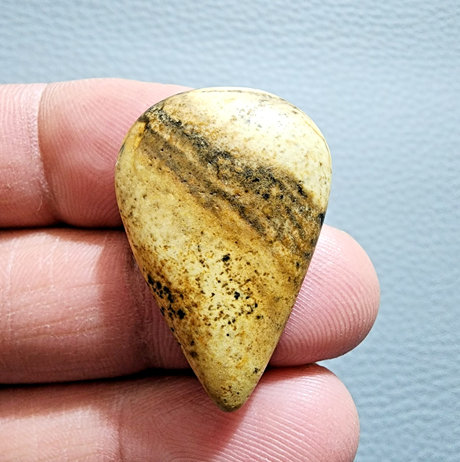 Pear 25ct Picture Jasper Cabochon – Rare Natural Gemstone for Jewelry Design