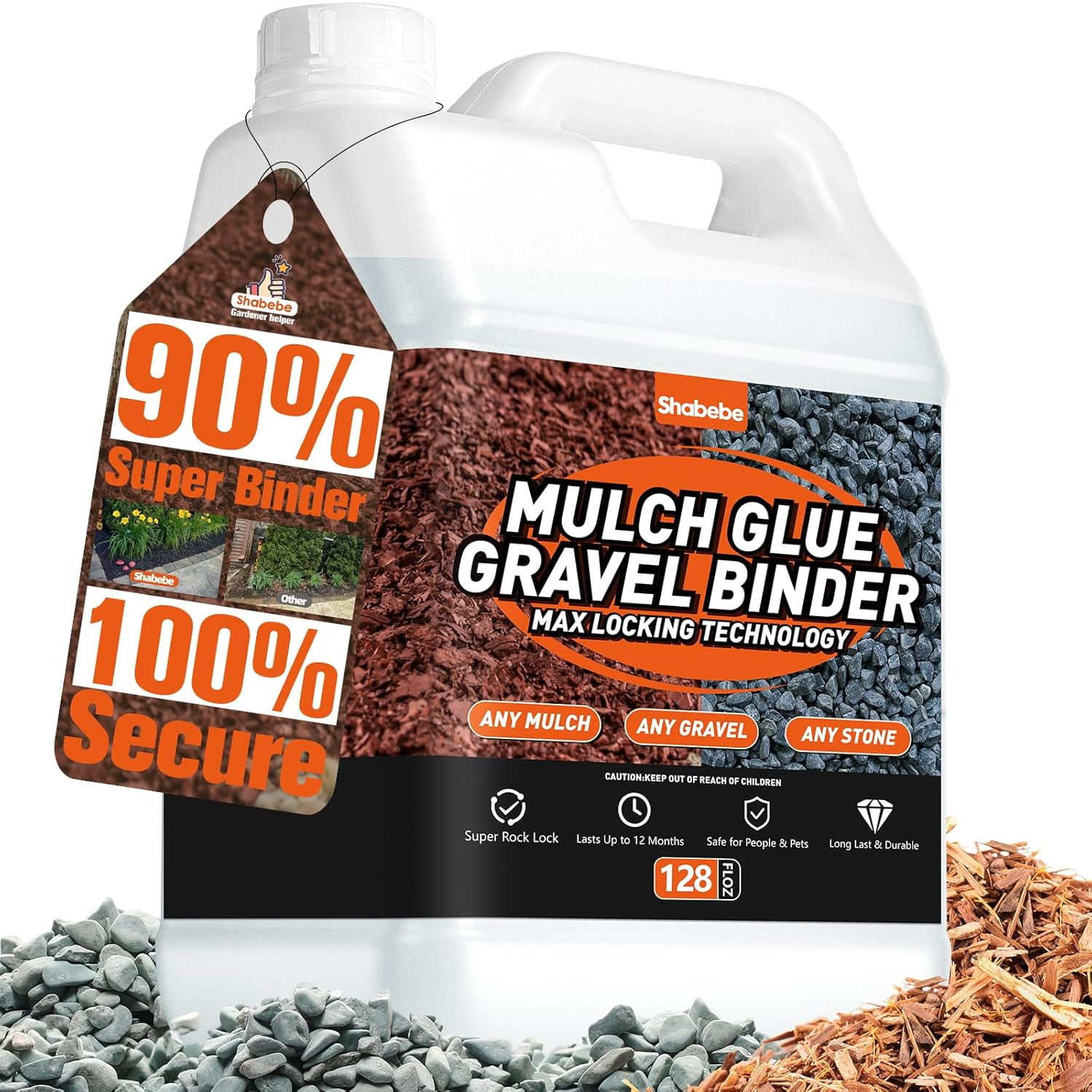1 Gallon Mulch Glue – Strong, Non-Toxic Pebble Binder for Landscaping & Gardens