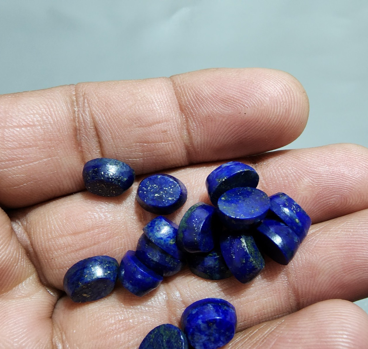Natural Lapis Lazuli 15pcs Oval Cut Cabochon Blue Gems for Jewelry Crafting