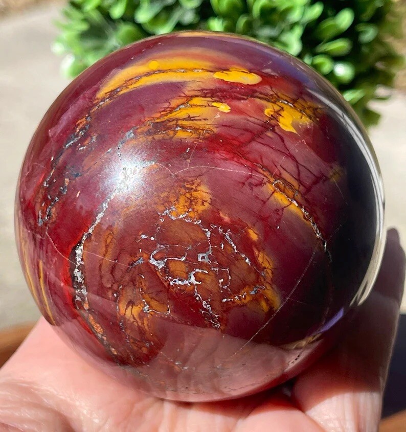 Mookaite Jasper XXL 74mm Sphere HQ Spider Vein Classic Yellow Red Color Jasper