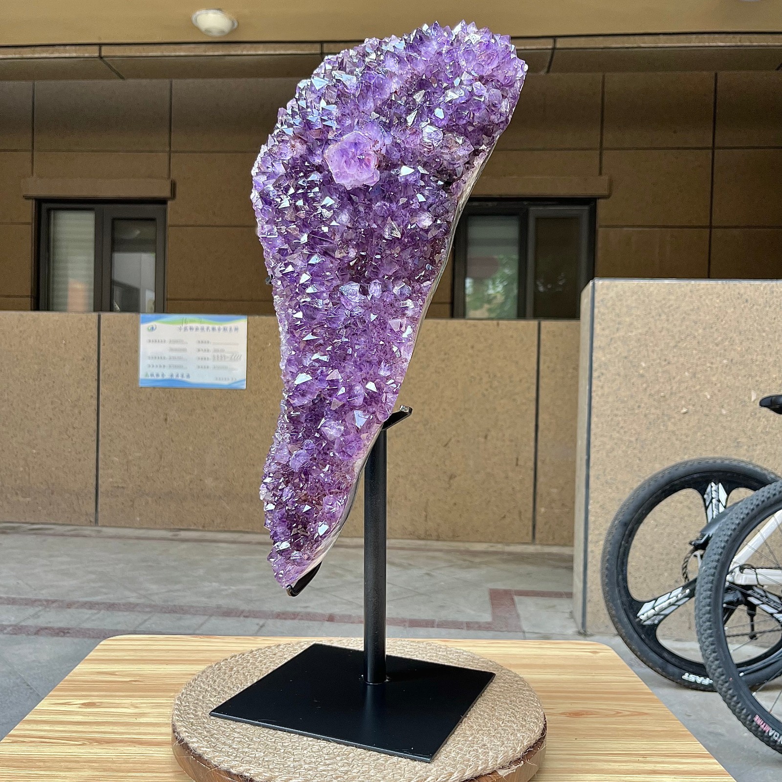 29.8 lb Natural Amethyst Cluster w/ Metal Stand Crystal Mineral Specimen