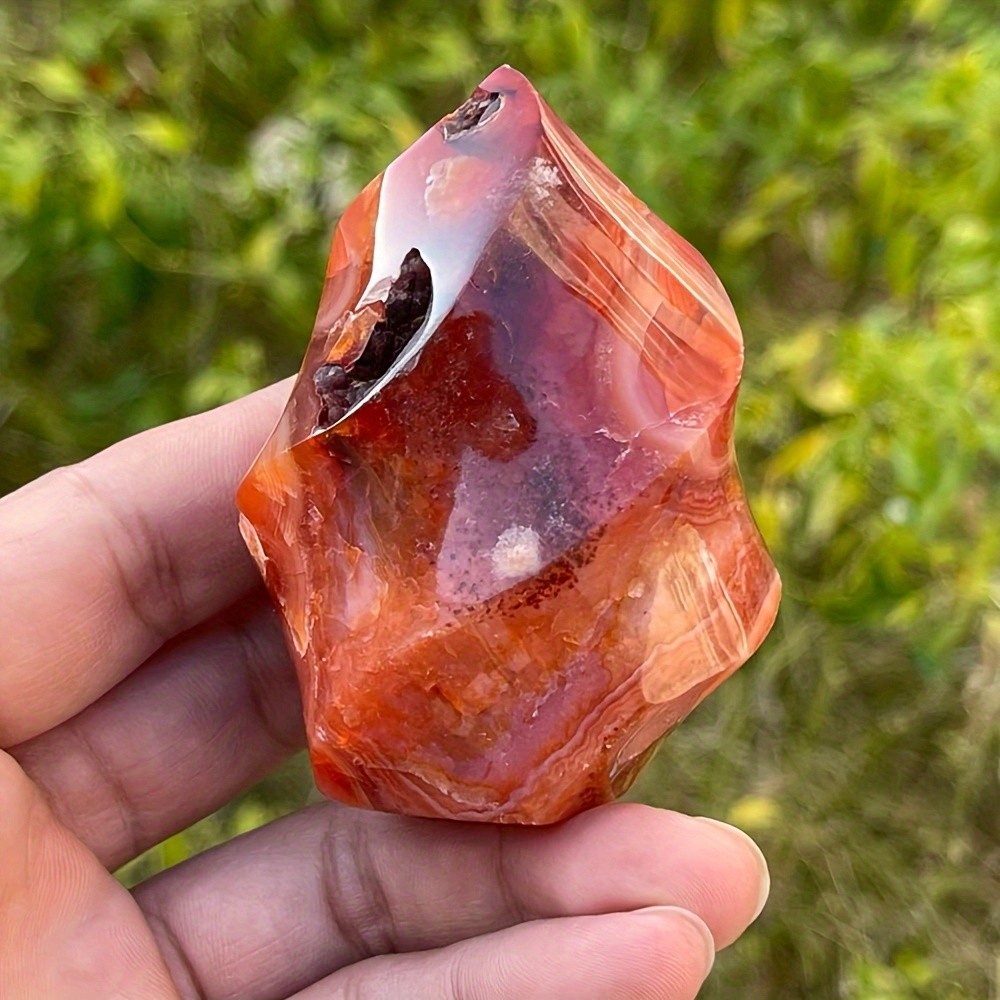 Natural Carnelian Flame Ornament Red Agate Torch Tower Mineral Healing Gift