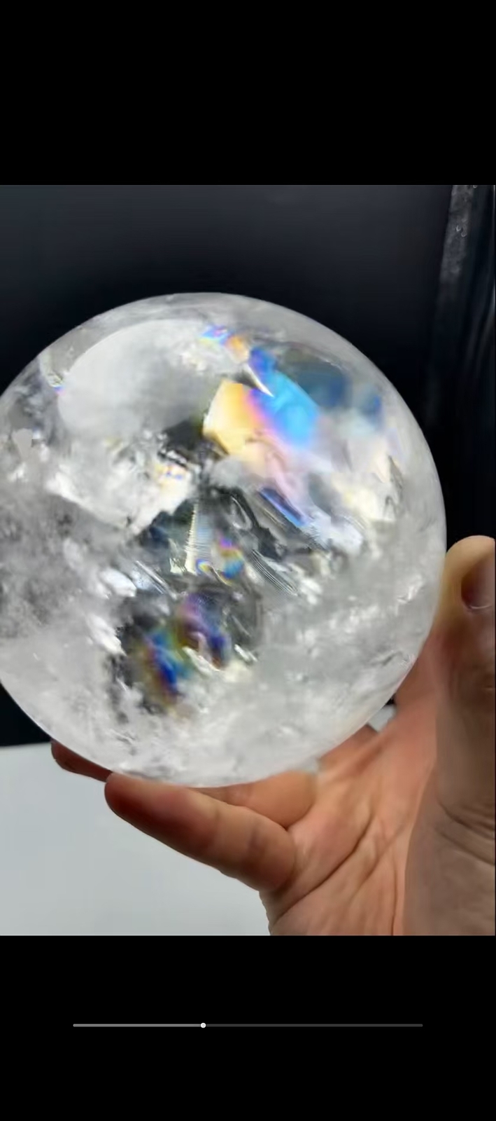 6.5lb Top Natural Rainbow Clear Quartz Sphere Crystal Energy Ball Reiki +Stand
