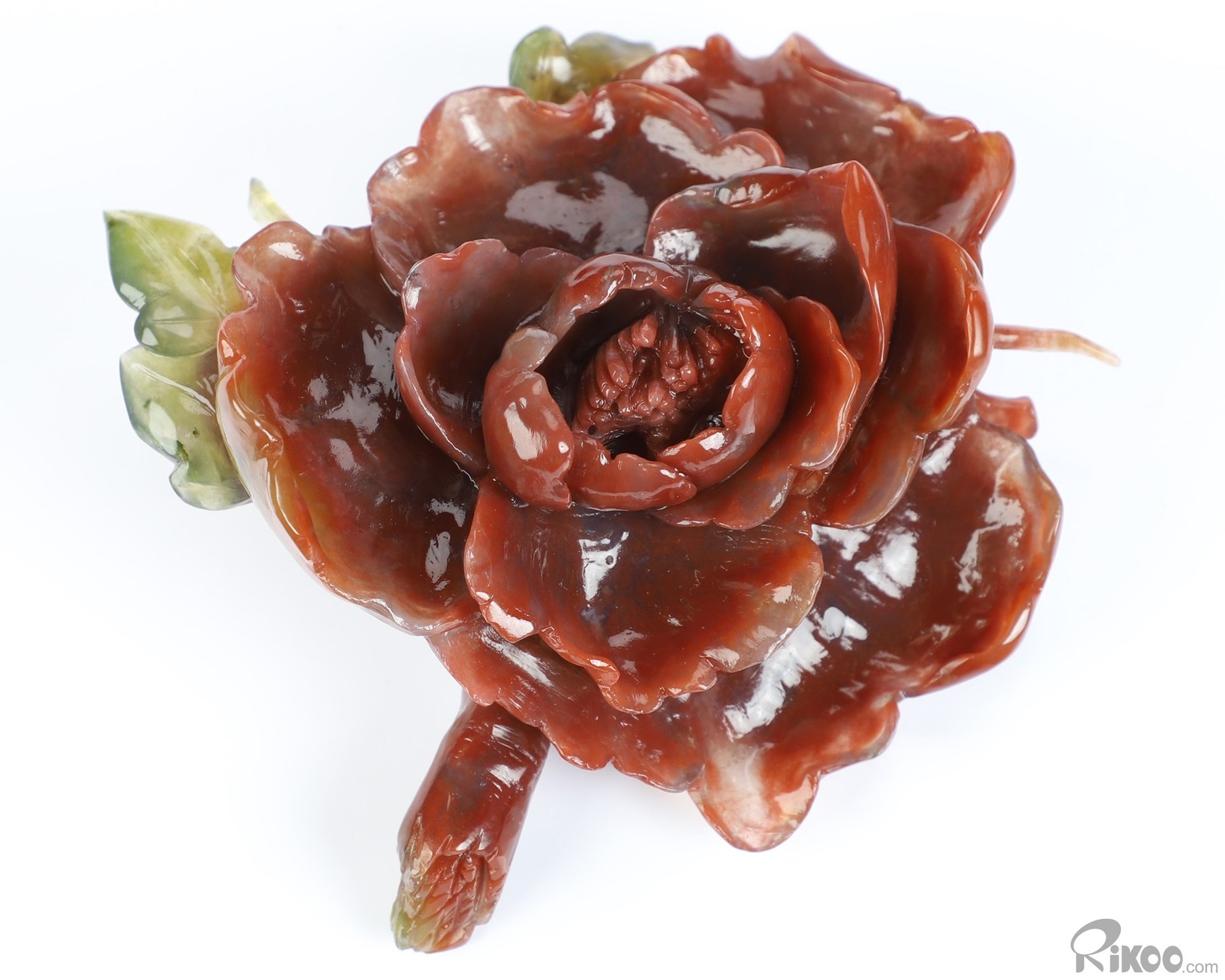 4.7″ Indian Agate Hand Carved Crystal Flower Sculpture, Crystal Healing