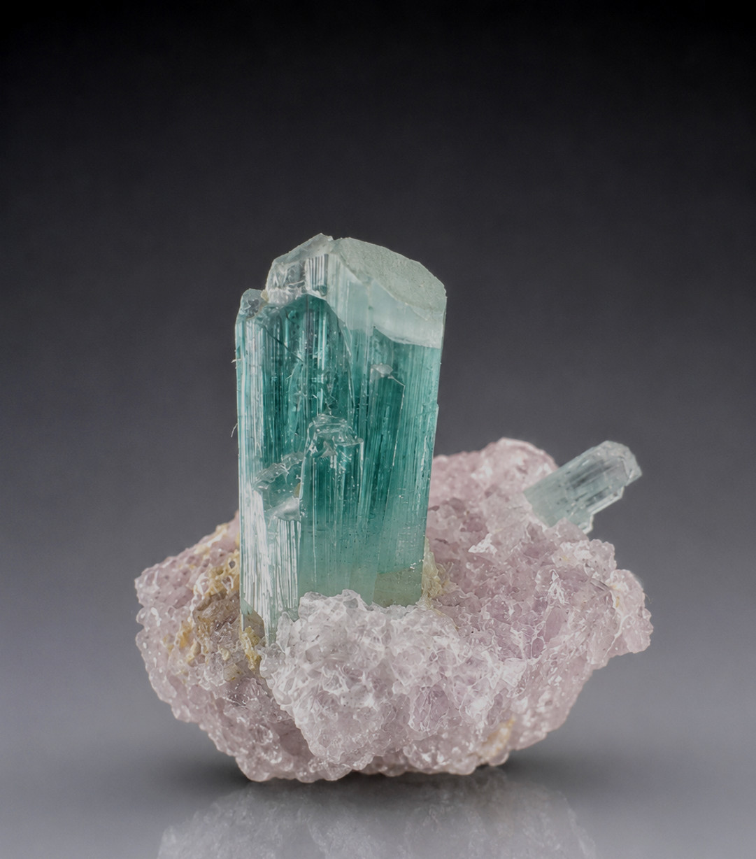 Rarest Paraiba Colour TOURMALINE Crystal Host On Hot Pink LEPIDOLITE