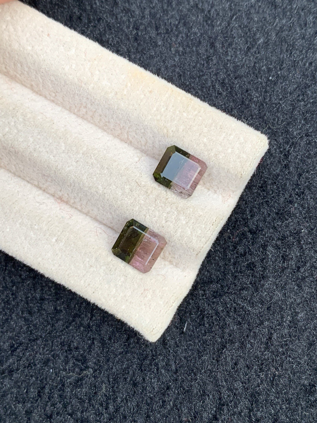 2.70 natural pink & green bi color watermelon tourmaline pair ct7mm