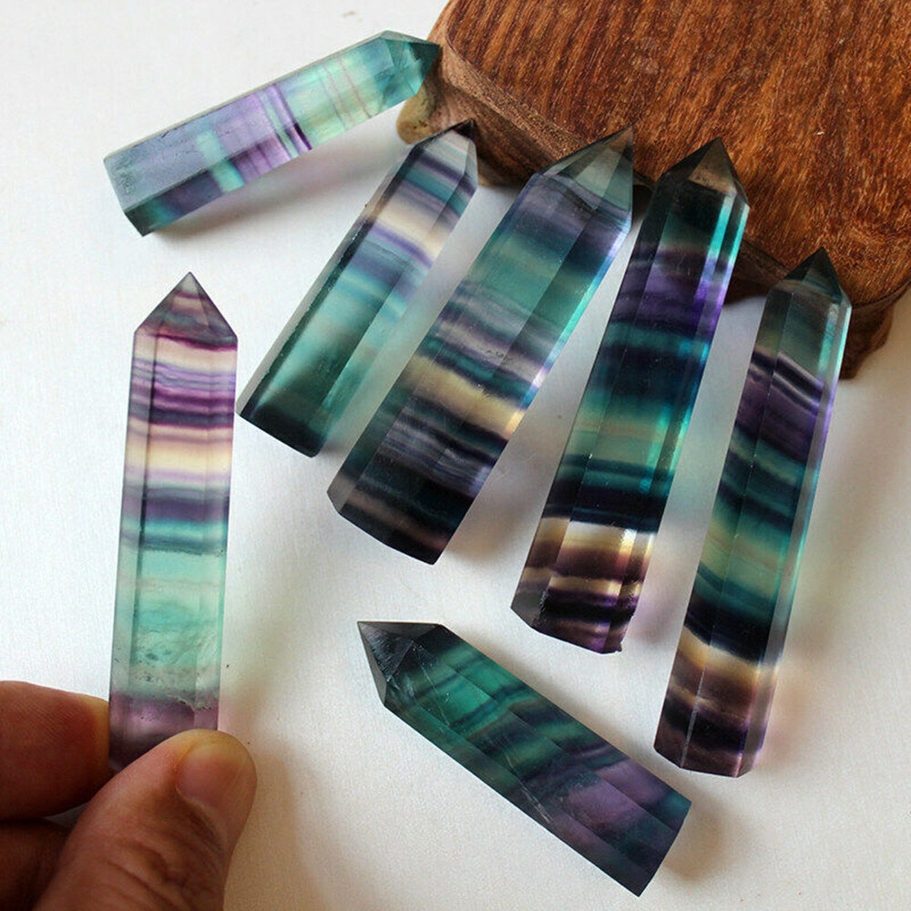 5/10PACK 4-5cm Natural Rock Fluorite Quartz Crystal Stone Point Healing Obelisk
