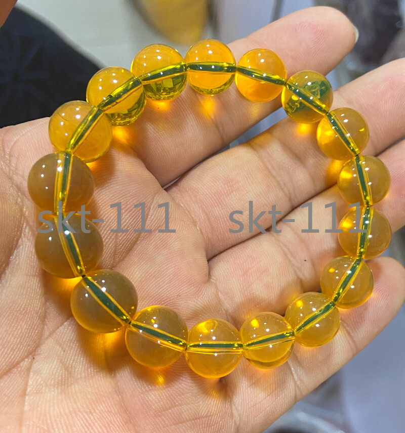 Certified 10-20mm Natural Mexican Blue Amber Round Beads Bracelet AAA