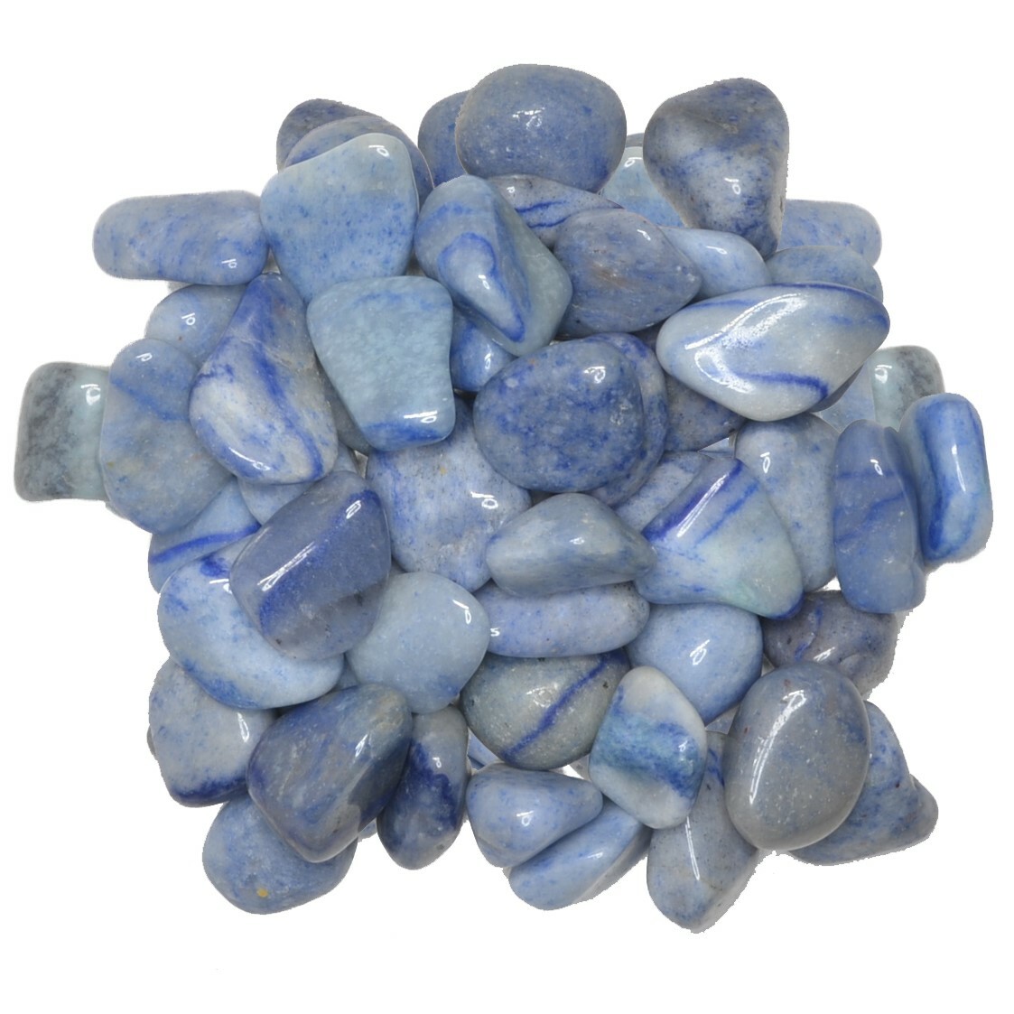 3 lbs Blue Quartz Tumbled Stones – Grade 2 – Small – 0.75″ to 1.25″ Avg.