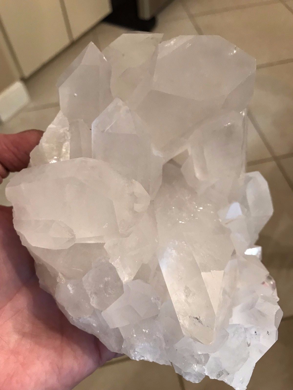 Clear Quartz Gemstone Large Multiple Floater Tabby Point Cluster Specimen 002