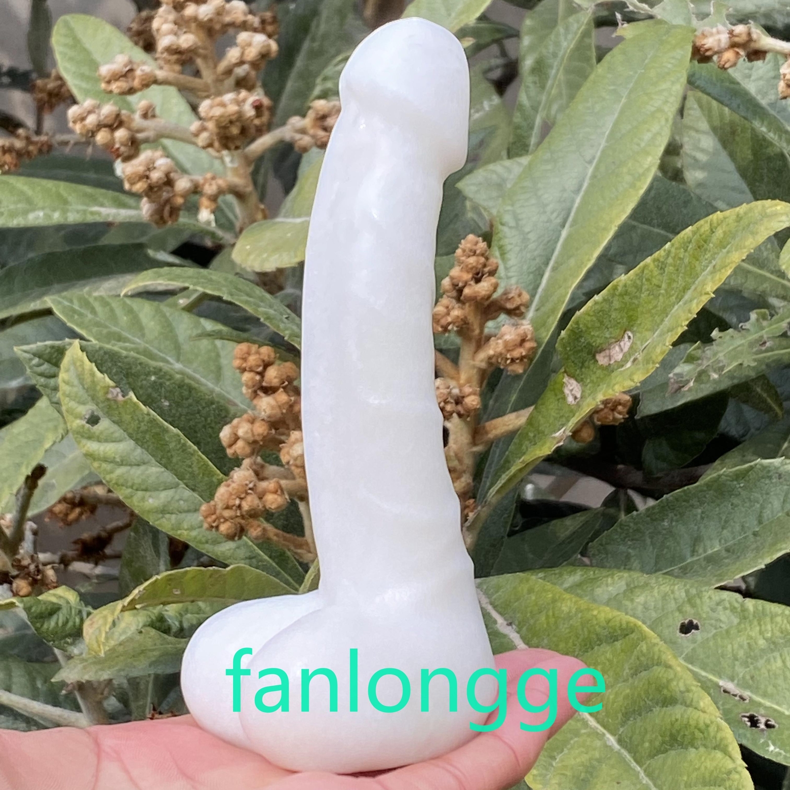 6in Wholesale Natural White jade male penis Quartz Crystal Carved Figurines 1pc