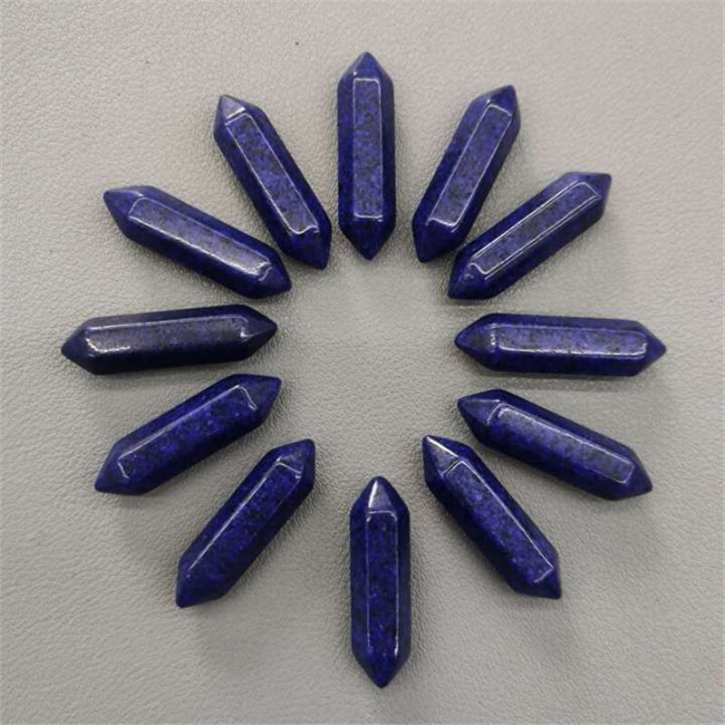 30pcs Natural Blue Stone Hexagonal Pointed Pendant Healing Reiki No Hole