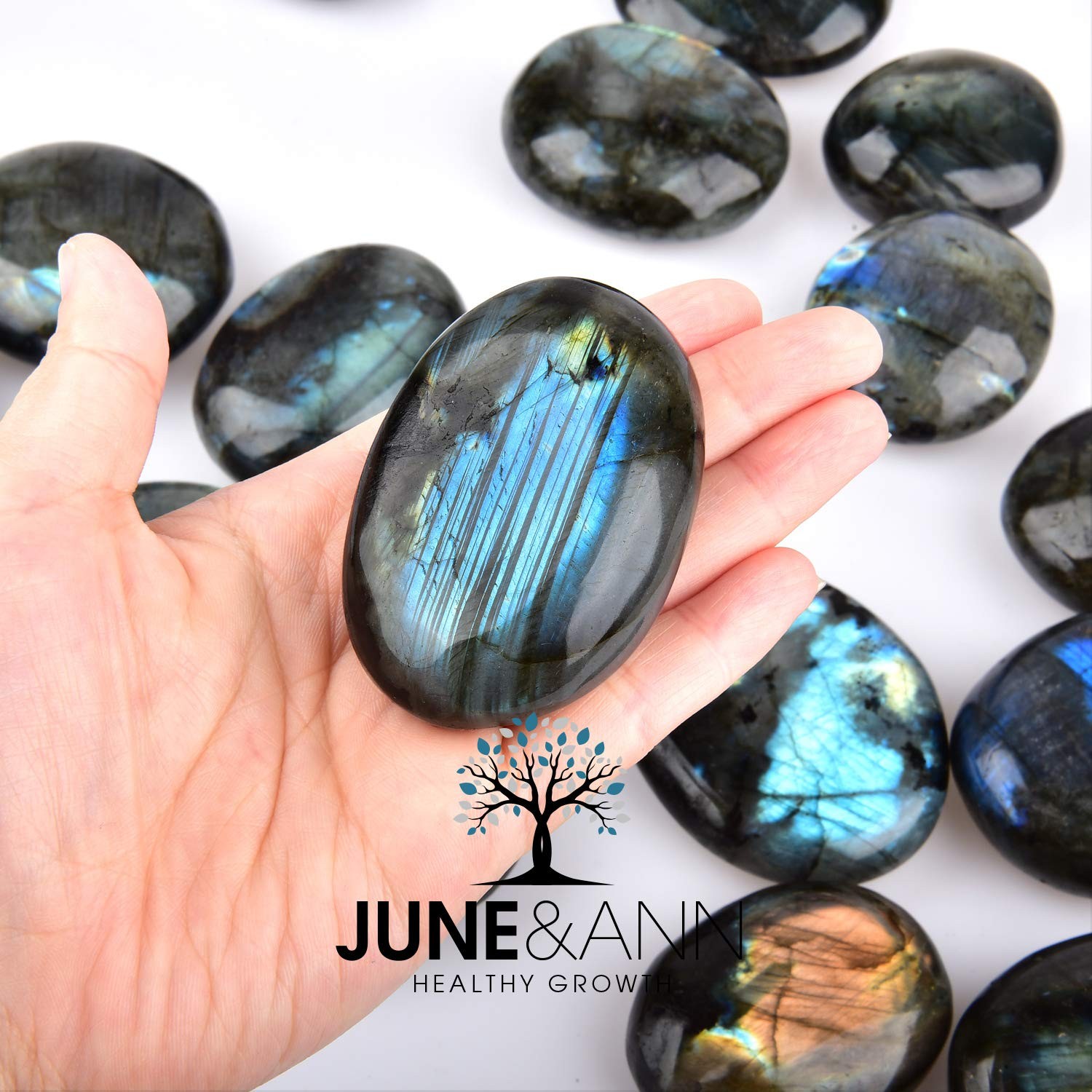 Natural Labradorite Palm Stones Healing Gemstone Therapy Worry