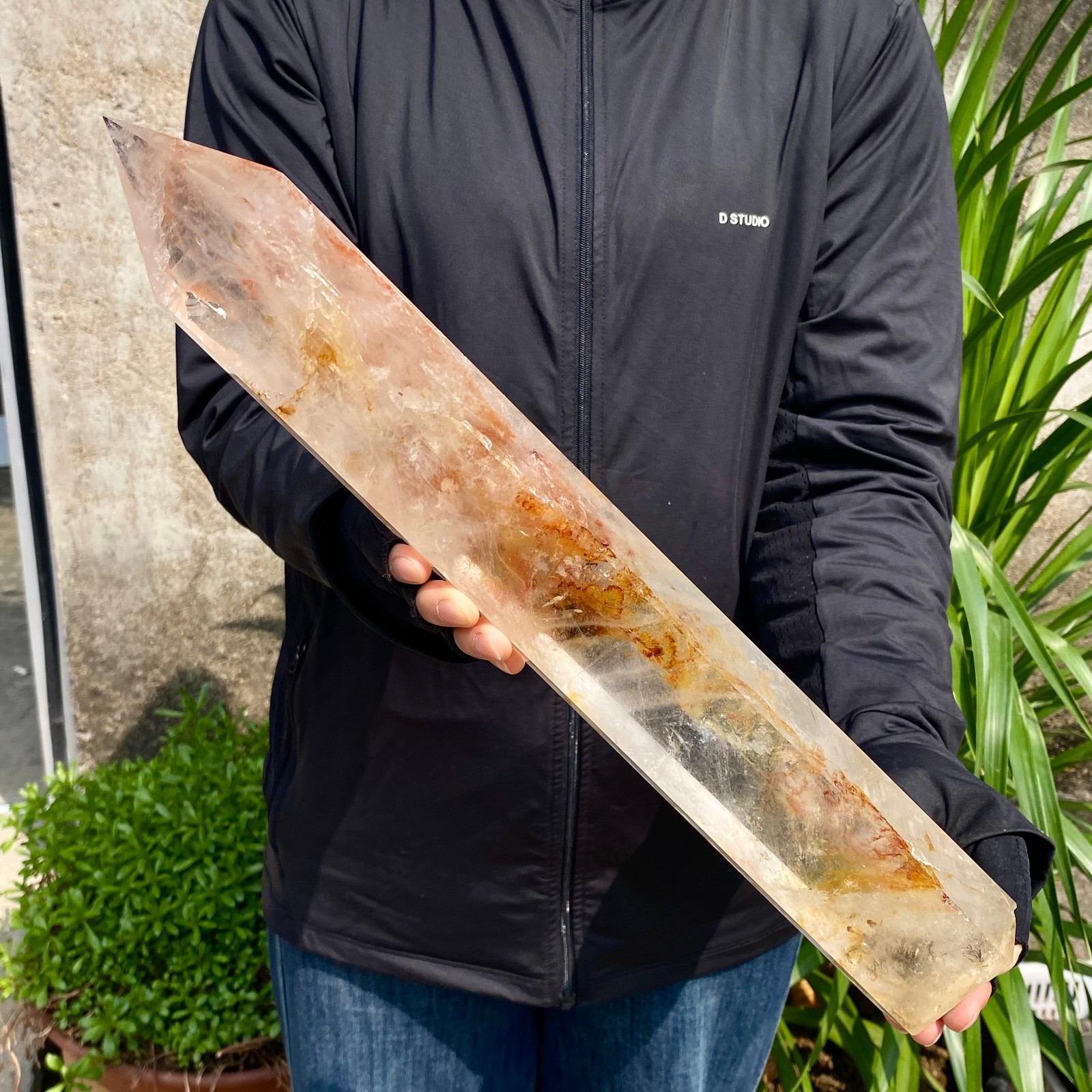 5.29LB Natural clear white crystal obelisk Crystal energy column Reiki healing