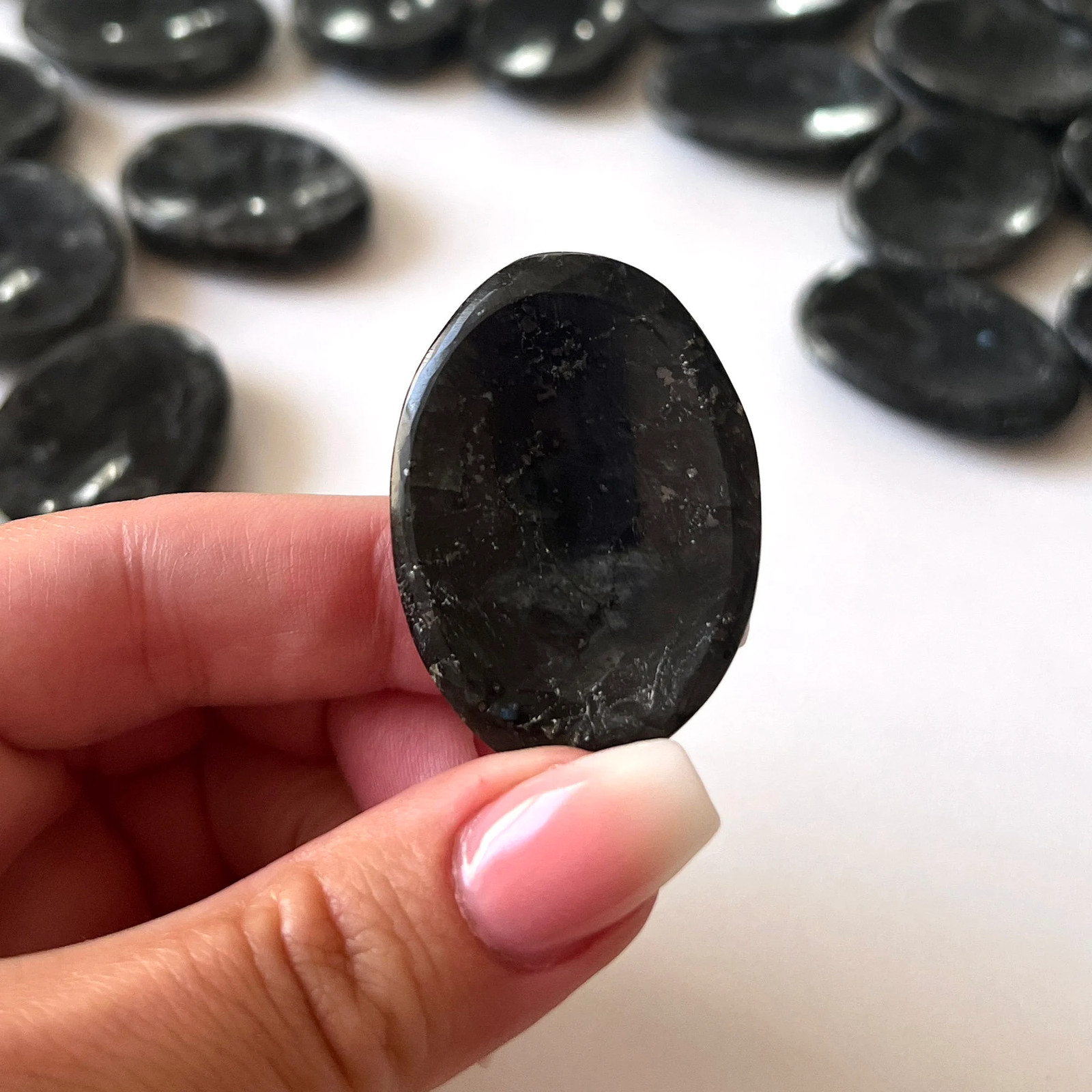 Dark Larvikite Worry Stone | Negativity Blocker | Astral Travel | Psychic Stone