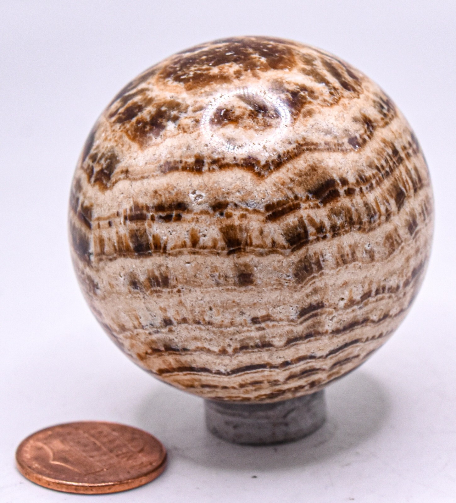 45mm Striped Aragonite Sphere Polished Collectible Gemstone Mineral Ball – Peru