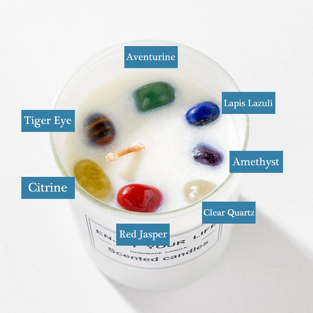 Natural Quartz Crystal Stone Aromatherapy Candle Soy Wax Smokeless Candles Gifts