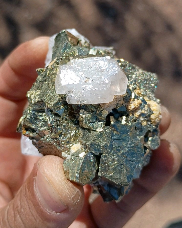 334 Gram Mangano Calcite On Pyrite From Milpos Mine Peru