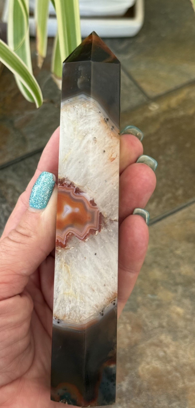 Carnelian in Quartz Crystal Tower, Collectors, 6”, Brazil, gift,