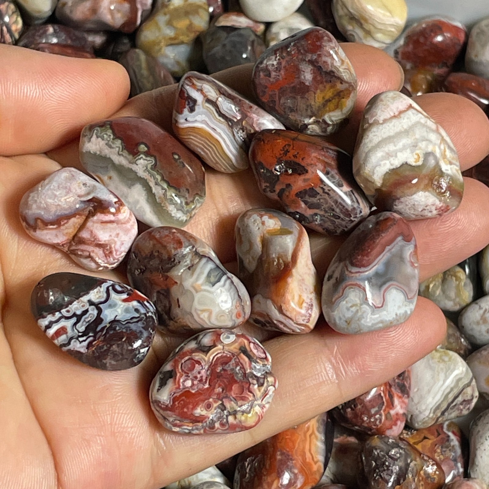60g Raw Crazy Lace Mexican stone Polished stone decoration Bonsai stone