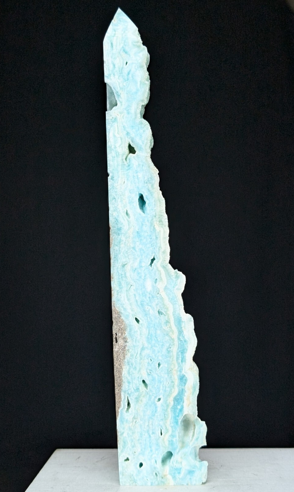 Caribbean Calcite Tower Blue Aragonite Raw Side Point Crystal Gemstone Tall