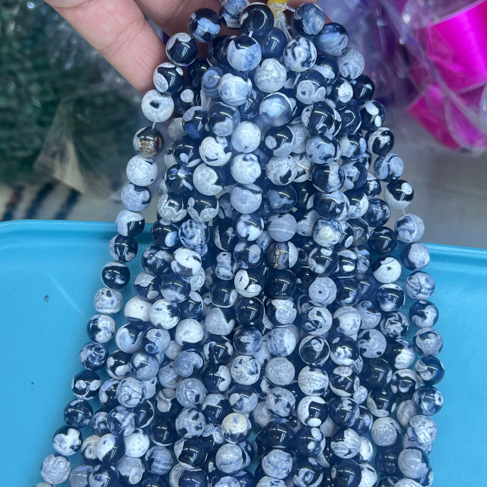 Wholesal 114pcs Natural Orca agate 10mm Beads Strand Round For Jewelry Making