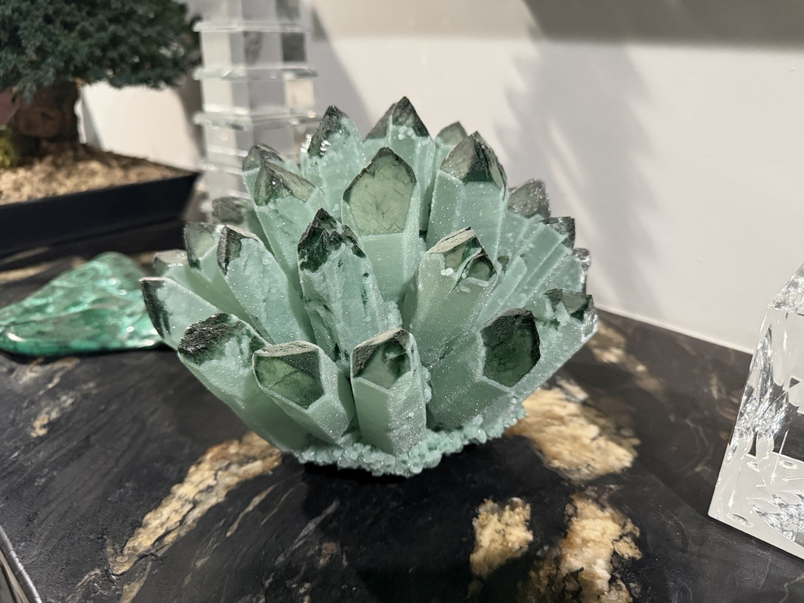 10 lbs 10 ounces GREEN Phantom Quartz Crystal Cluster US seller