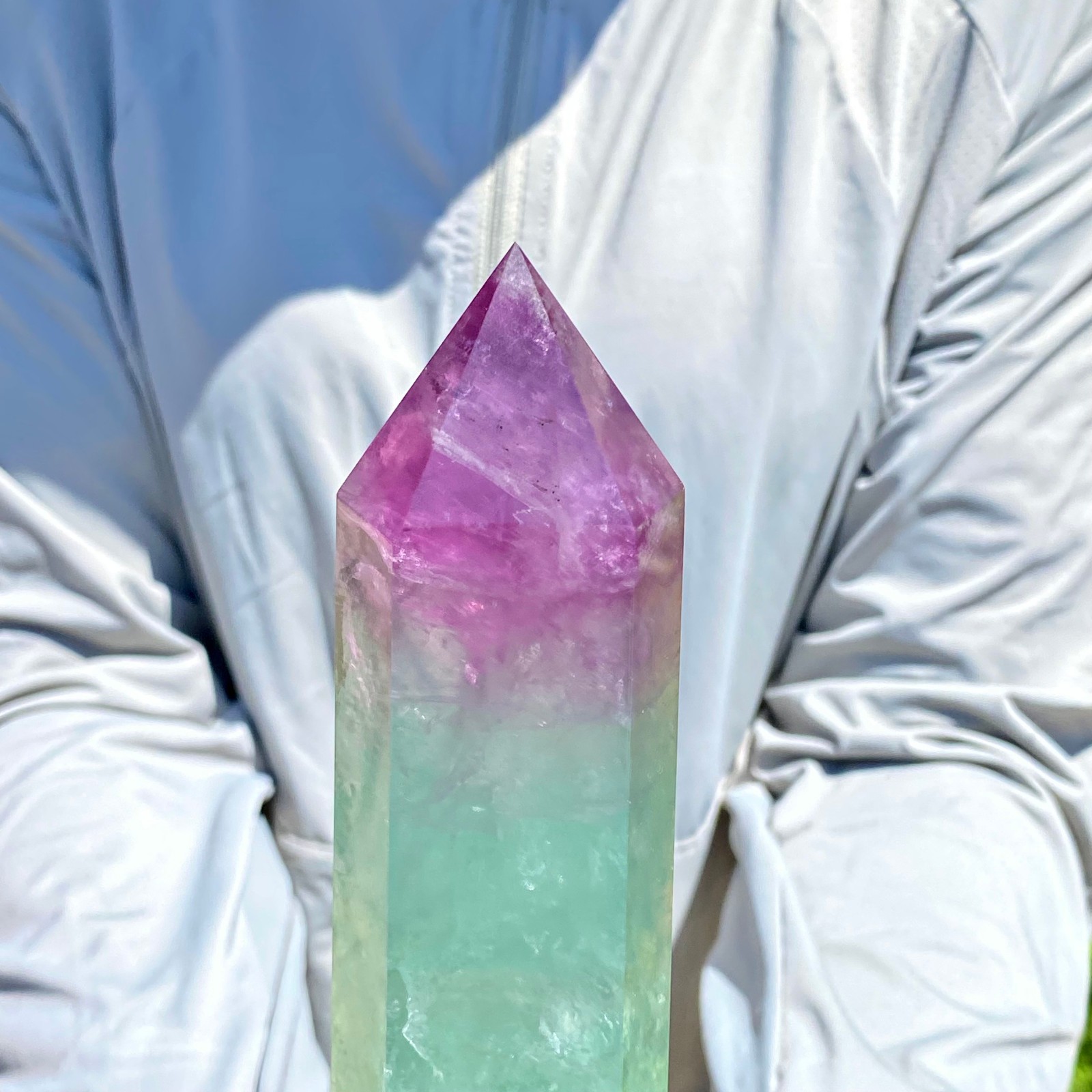 2.07LB Large Natural colored fluorite crystal column obelisk healing specimen