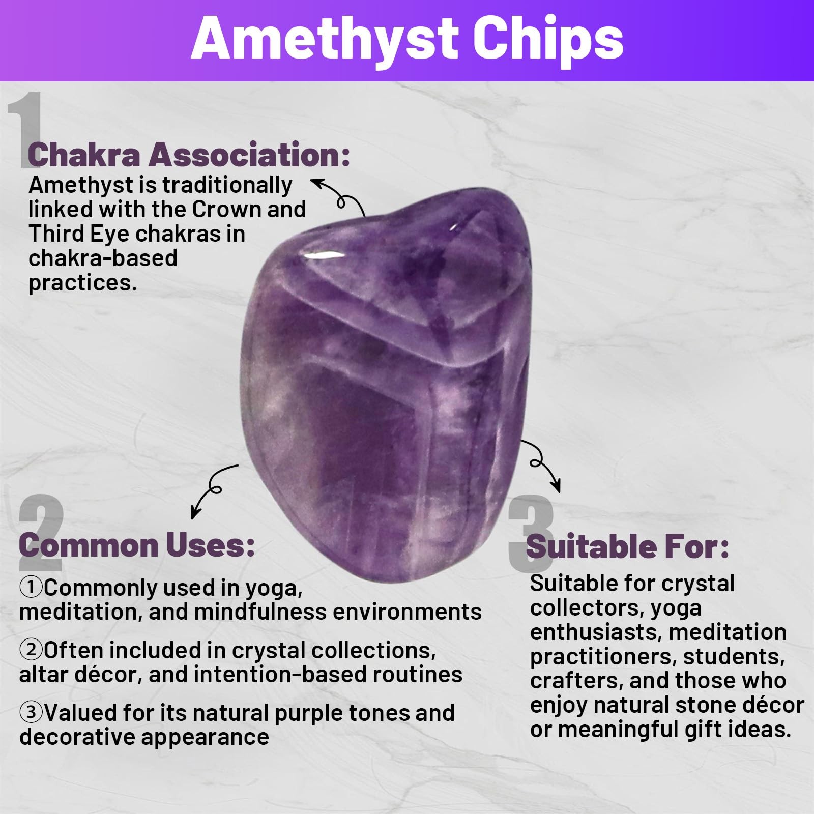 1.1lb Natural Crushed Amethyst Crystal Chips Bulk Tumbled Healing crystals