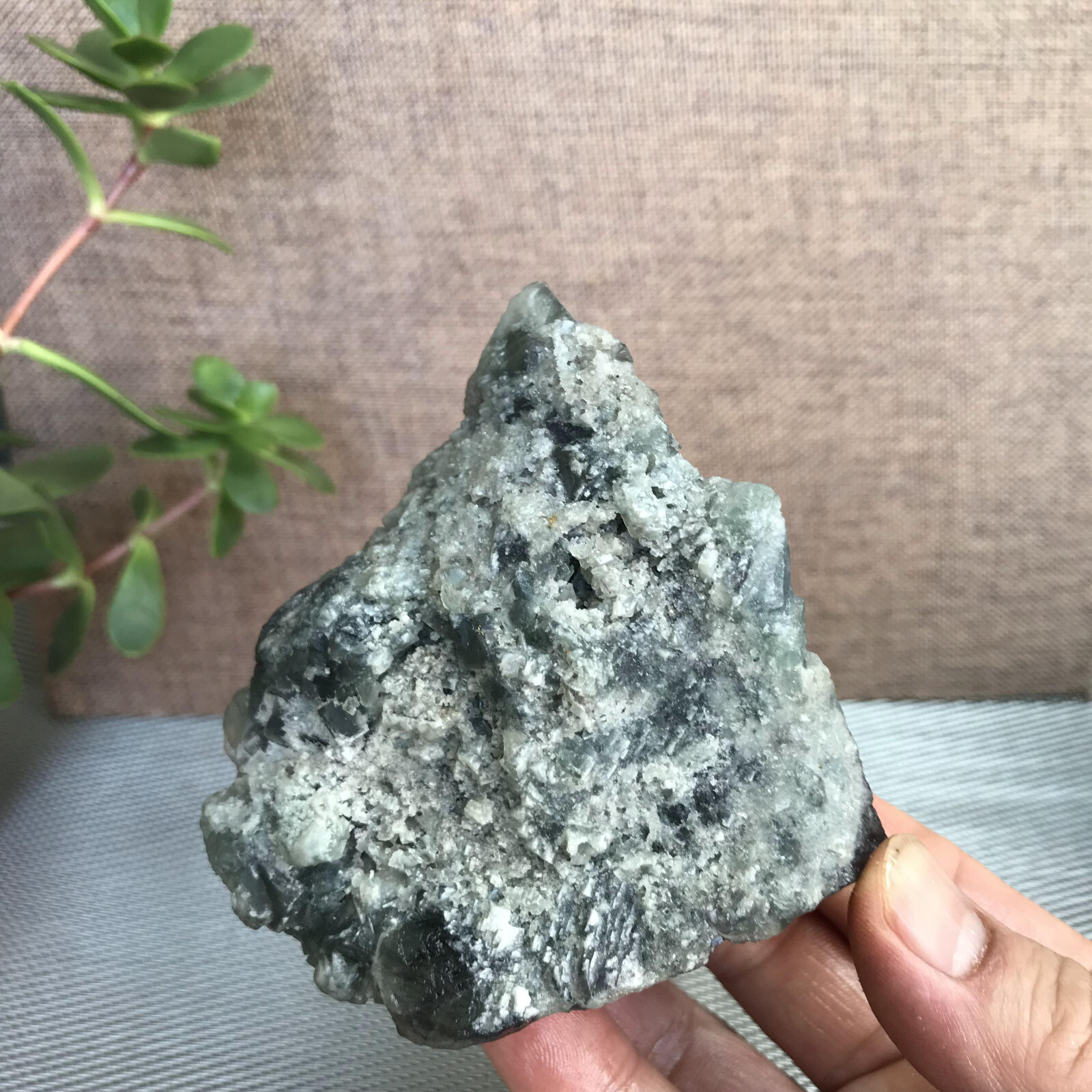 94mm NATURAL Grey Cubic FLUORITE Crystal Cluster Mineral Specimen 416g A1285