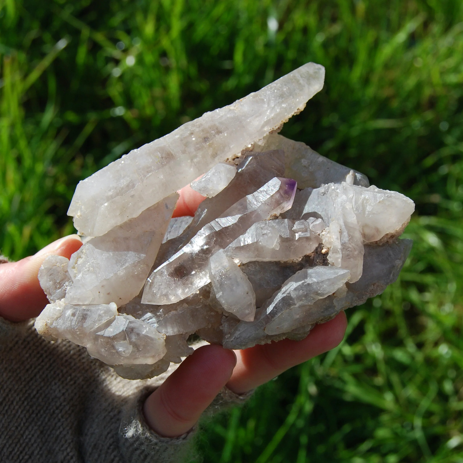 4.5in 225g DT Amethyst Scepter Crystal Cluster, Double Terminated Points, Chired