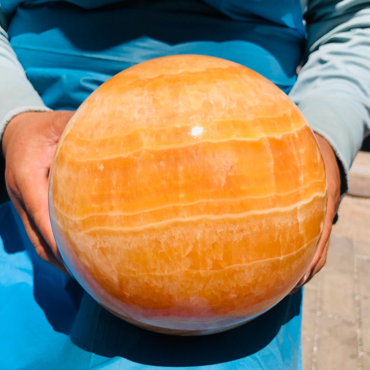 4420G Top Natural Yellow Calcite Ball Quartz Crystal Ball Reiki Healing 5530
