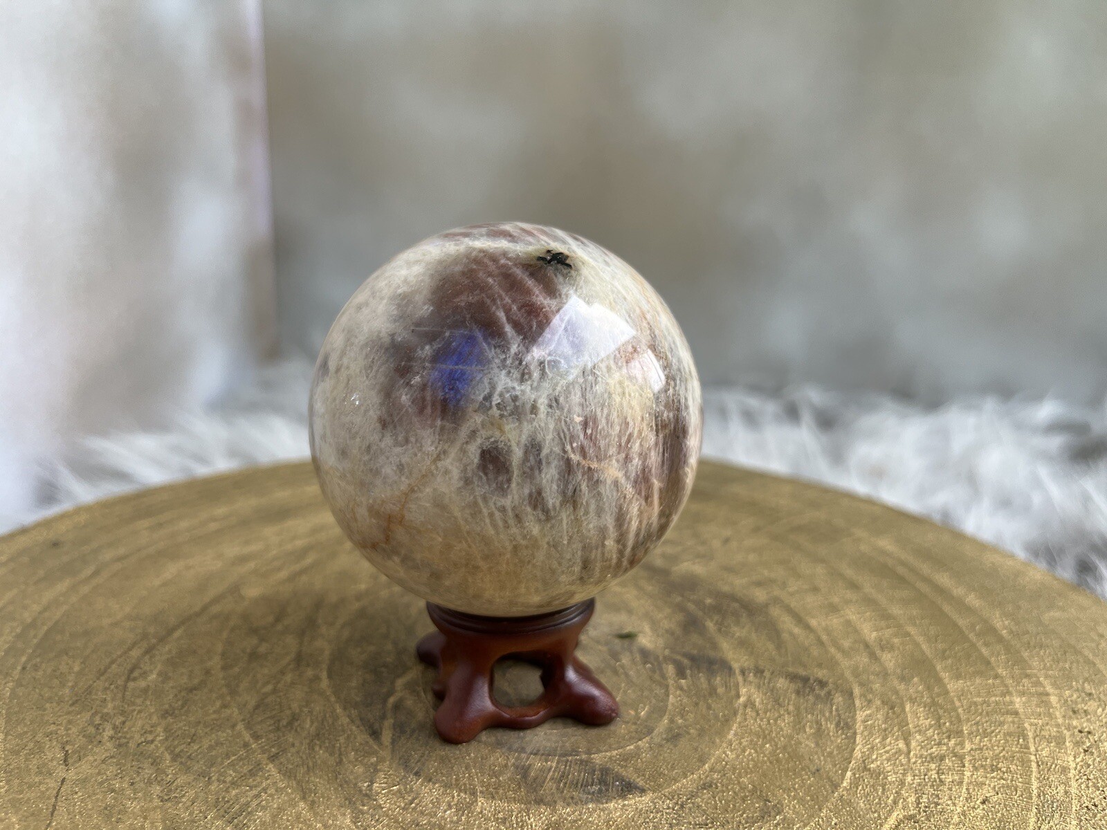 Flashy Blue, Belomorite Sun in Moonstone Sphere
